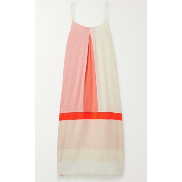 LEMLEM Nia pleated color-block cotton-blend midi dress Blush XS - Picture 7 of 7